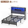 Aheaplus Bed Frame with Bookcase Headboard, Charging Station and LED Light - 3 of 4
