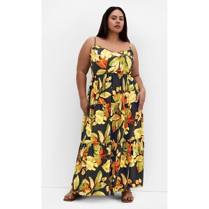 Women's Plus Size Oasis Tropical Maxi Dress - foliage leaves print | CITY CHIC - 1 of 4