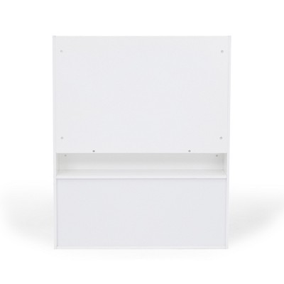 White Wooden Kids Bookcase with Gold Accents and Storage Cubes