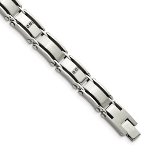 Black Bow Jewelry Mens 1/10 Ctw Black Diamond Stainless Steel 8mm Link Bracelet, 8.25 In - 1 of 4