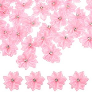 Unique Bargains Artificial Satin Durable Flexible Decorative Mini Ribbon Flowers with Rhinestones 1.2 Inch 100 Pcs - 1 of 4