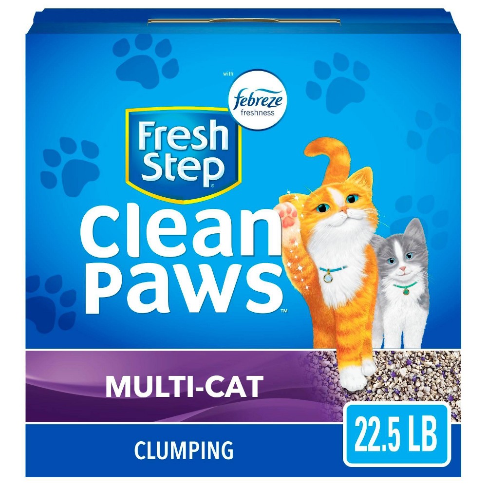 Fresh Step Clean Paws Multi-Cat Scented Litter with the Power of Febreze  Clumping Cat Litter  22.5 lbs