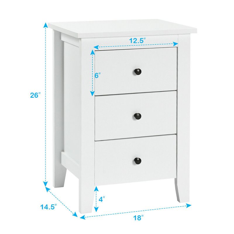 Nightstand End Beside Table Drawers Modern Storage Bedroom Furniture White, 2 of 11