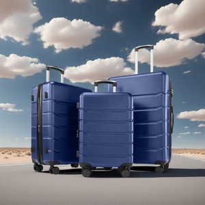 FURNIinspire Bag and Luggage Sets 3PCS Hard Shell Roller Suitcase Set Expandable Travel Luggage with Spinner Wheels, Blue, 12"*18"*29.5" - 1 of 4