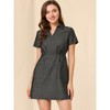 Allegra K Women's Turndown Collar Chambray Solid A-Line Shirt Denim Dress with Pockets - image 2 of 4