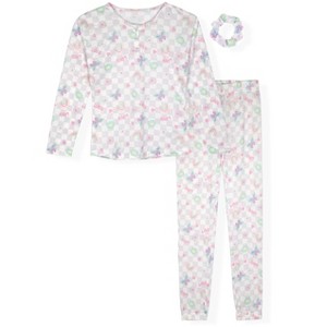 Sleep On It Girls 2-Piece Hacci Pajama Set with Matching Scrunchie - 1 of 4