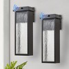 C Cattleya Matte Black Integrated LED Outdoor Hardwired Wall Lantern Sconces with Ripple Tempered Glass (2-Pack) - 2 of 4