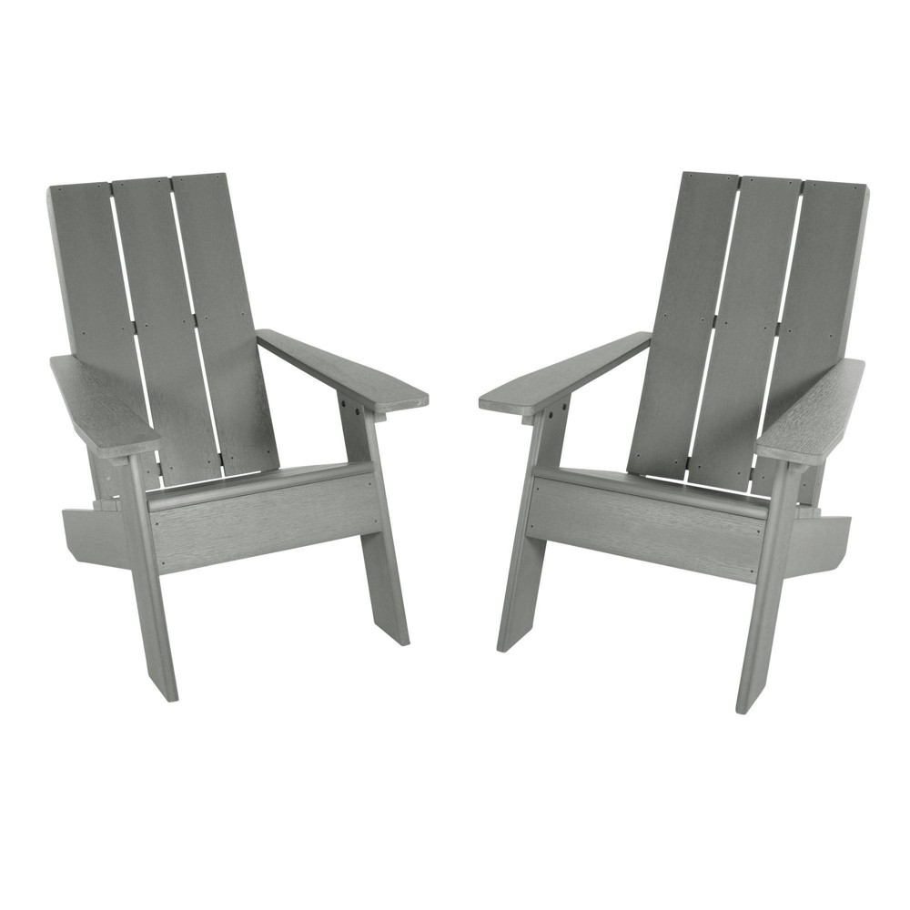 Photos - Garden Furniture Italica 2pk Modern Adirondack Chairs - Coastal Teak - highwood