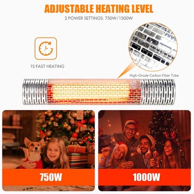 Silver Wall-Mounted Infrared Heater with Remote Control