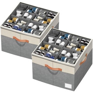 Foldable Shoe Organizer with Clear Cover - Adjustable Dividers for Customizable Closet Storage, Space-Saving When Not in Use - 1 of 4