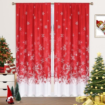 Trinity Red Velvet Snowflakes Christmas Window Curtains Thermal ...