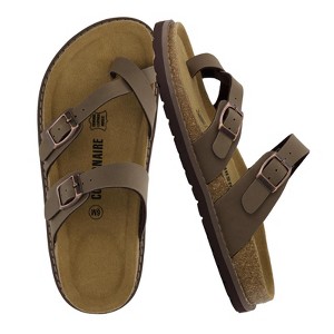 CUSHIONAIRE Pluto Cork Footbed Summer Sandals for Women 2025 Comfortable Slides with Adjustable Buckles, Toe Loop & Stitched Design - 1 of 4