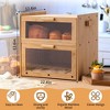 MOEPISY Double Layer Bread Box for Kitchen Countertop, Bamboo Breadbox with Slicer - 2 of 4