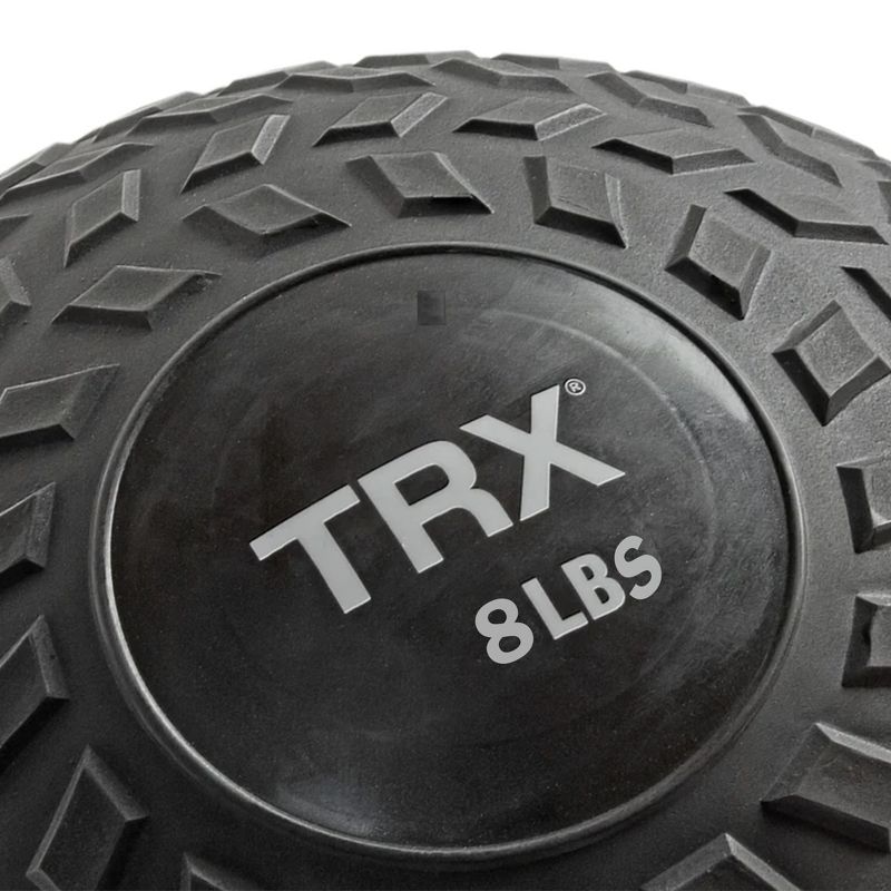TRX 8 Pound Weighted Textured Tread Slip Resistant Rubber Slam Ball for High Intensity Full Body Workouts and Indoor or Outdoor Training, Black, 2 of 7