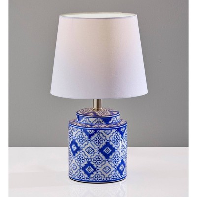Polly 17" White and Blue Ceramic Table Lamps Set of 2