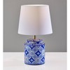 Adesso (Set of 2) Polly Bonus Table Lamps White and Blue: Ceramic Base, Polyester Drum Shade, ETL Listed - 3 of 4