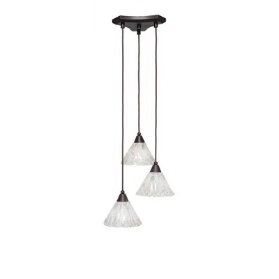 Toltec Lighting Europa 3 - Light Pendant in  Dark Granite with 7" Italian Ice Shade