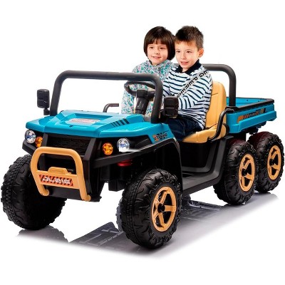24V Ride-On Toy Truck for Kids - 6 Anti-Slip Tires, Dump Truck, Parent Remote, Music Player, Dual Seats, Sand Shovel, Electric Car for Kids