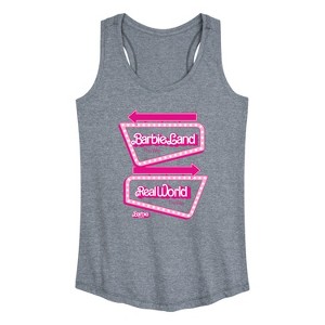 Women's - Barbie - Barbieland Real World This Way Signs Graphic Racerback Tank - 1 of 4