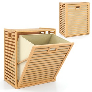 Tangkula Large Tilt-out Laundry Hamper w/ Wide Top & Tilt-out Basket Side Handles - 1 of 4