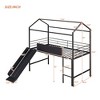 NicBex Twin Size Loft Bed with Roof Design,Metal Loft Bed Frame with Slide and Writing Board,Bed Frame for Kids,Box Spring Not Required - 3 of 4