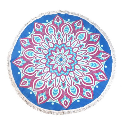 Round Mandala Beach Towel Pink/Blue - Sand & Surf