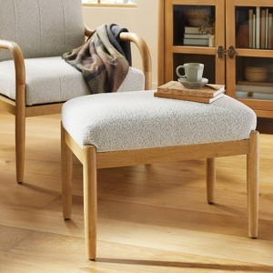 Boucle Upholstered Wood Ottoman - Hearth & Hand™ with Magnolia - 1 of 4
