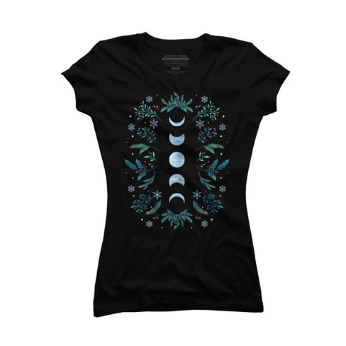 Junior's Design By Humans Moonlight Garden - Teal Snow By EpisodicDrawing T-Shirt - image 1 of 3