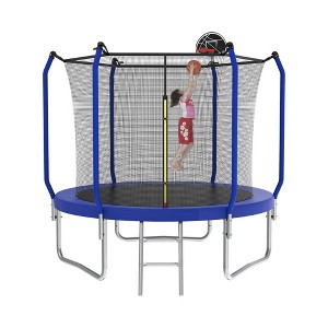 10ft Steel Outdoor Trampoline with Safety Net and Basketball Hoop, ASTM Certified Reinforced Frame for Ultimate Safety and Durability - 1 of 4