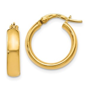 Black Bow Jewelry 3.5mm x 16mm (5/8 Inch) Polished 14k Yellow Gold Domed Round Tube Hoops - 1 of 4