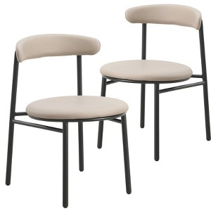 LeisureMod Dining Chair Upholstered in Polyester with Steel Legs Lume Series Set of 2 - 1 of 4