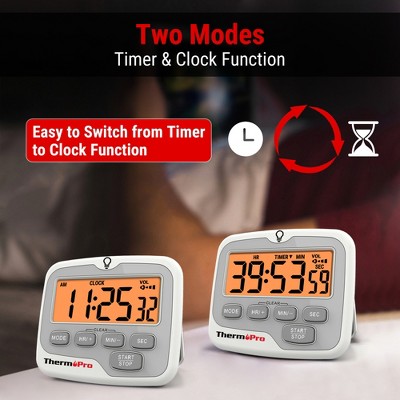 ThermoPro White Digital Kitchen Timer with LCD Backlight