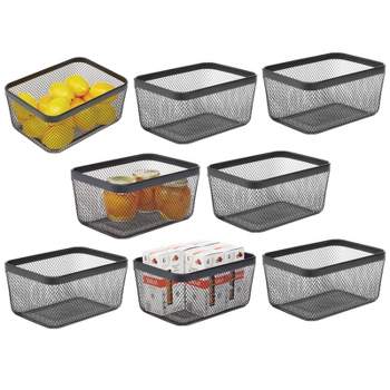 mDesign Steel Food Storage Organizer Bin Mesh Basket for Pantry