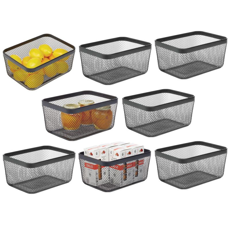 mDesign Steel Food Storage Organizer Bin Mesh Basket for Pantry, 1 of 10