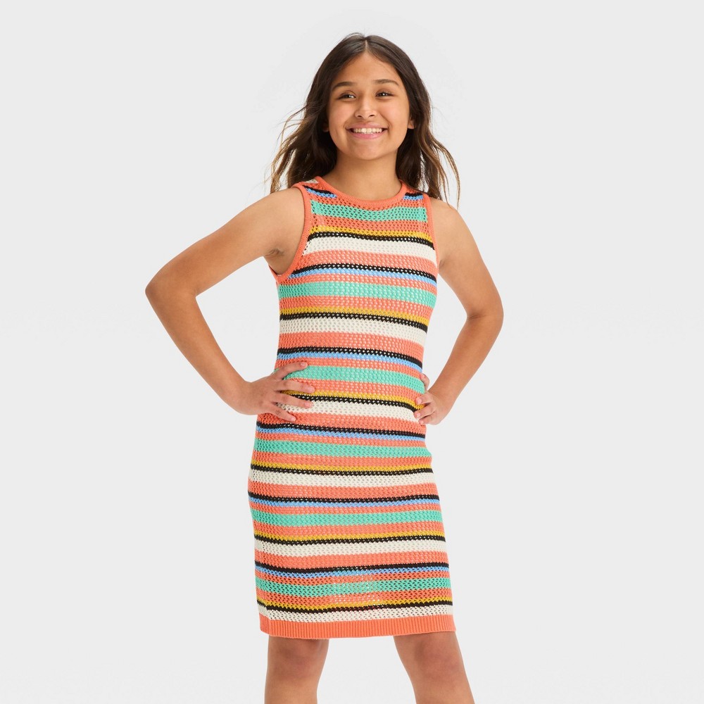 Girls' Sweater Knit Tank Dress - art class™ Orange L