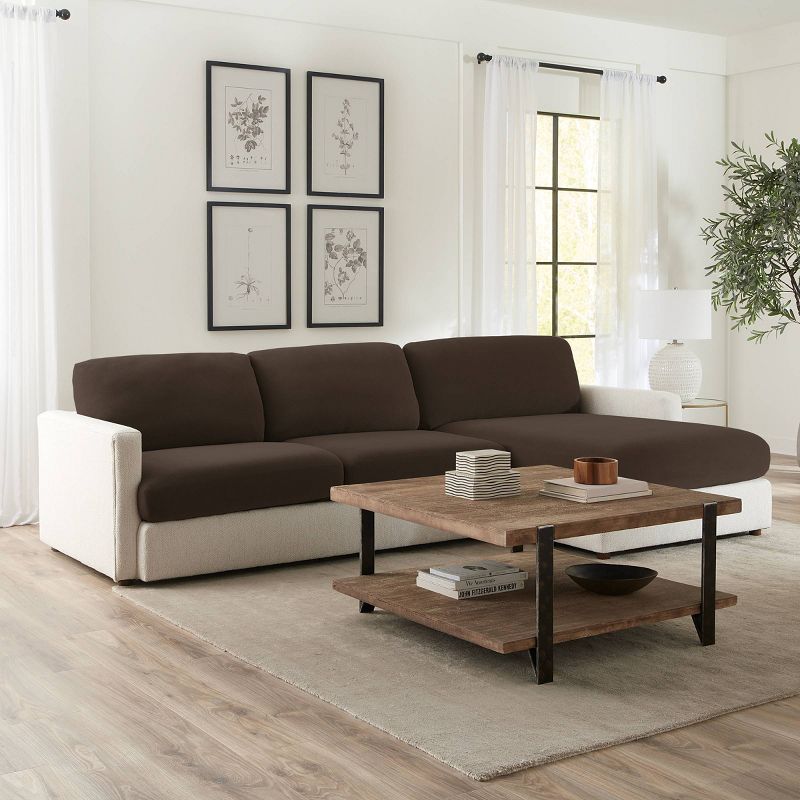 Sure Fit Stretch Pique Sectional Large Couch Cushion Cover Brown, 3 of 8