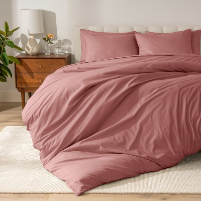100% Organic Cotton Percale Duvet Cover and Sham Set by Bare Home