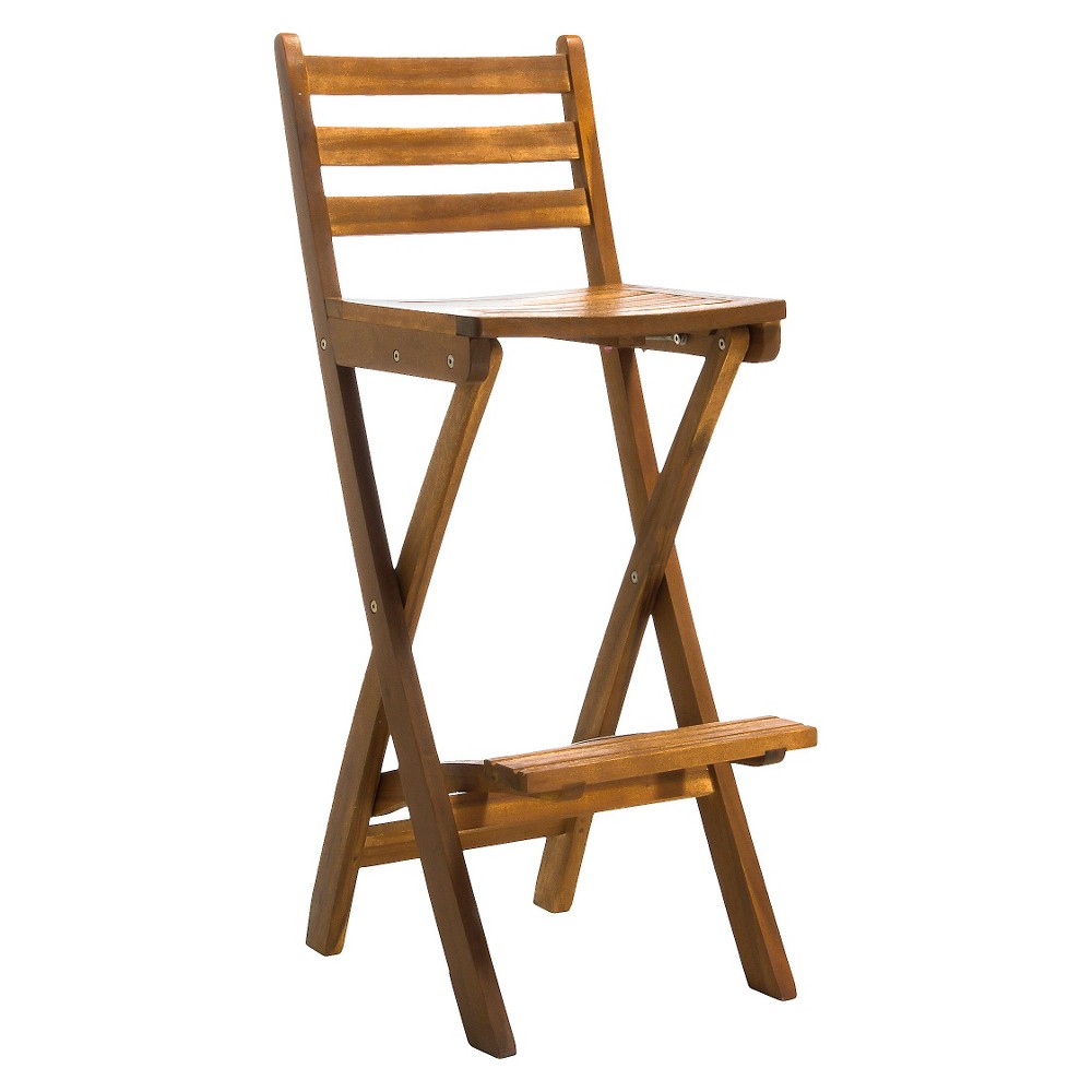 Tundra Acacia Wood Folding Patio Bar Chair - Natural - Christopher Knight Home: Weather-Resistant, No Assembly Required, 250lb Capacity