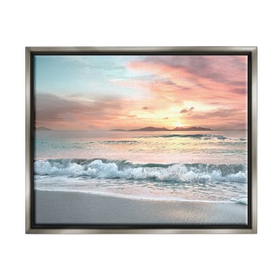 Stupell Industries Morning Sunrise Beach Landscape Distant Mountains Rolling Tide