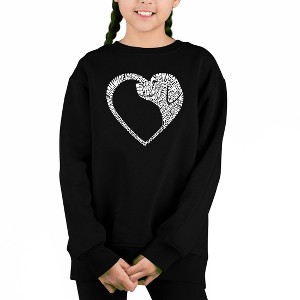 LA Pop Art Dog Heart - Girl's Word Art Crewneck Sweatshirt - 1 of 3