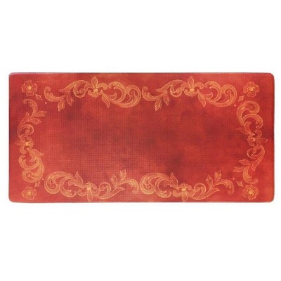 39" x 20" PVC Tuscan Fleur Anti-Fatigue Kitchen Floor Mat Red - J&V Textiles
