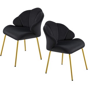 Yaheetech Set of 2 Modern Accent Chairs with Golden Metal Legs for Living Room, Bedroom - 1 of 4