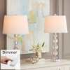 360 Lighting Solange Modern Table Lamps 25" High Set of 2 Stacked Crystal Ball Silver with Dimmers White Drum Shade for Bedroom Living Room Nightstand - image 2 of 4