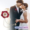 Unique Bargains Cloth Flower Lapel Pin with Gold Badge Tassel Chain Brooches 1.57 inch 1 Pc - 4 of 4