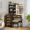 Vlsrka Vanity Desk with Sliding Mirror and LED Lights, RGB Vanity with Charging Station - 2 of 3