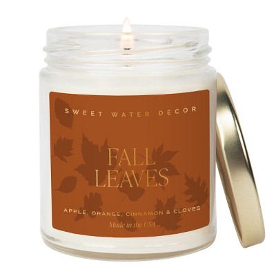 Sweet Water Decor Fall Leaves Patterned 9oz Clear Candle