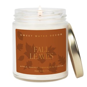 Sweet Water Decor Fall Leaves Patterned 9oz Clear Candle - 1 of 3