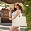 Attop Beige Beach Bag with added lining Crochet Tote Bag for Women Shoulder Bag Hobo Casual Handbags Shopping Work Bag - 3 of 4