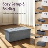 Kumasinova Folding Storage Ottoman,End of Bed Bench with Storage Space,Linen Ottoman Foot Rest for Living Room,Bedroom,Entryway,Gray - 4 of 4