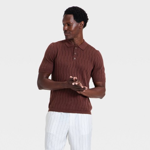 Мужские рубашки Goodfellow & Co Men's Modern Sport Novelty Knit Polo Shirt - Goodfellow & Co™ Brown L